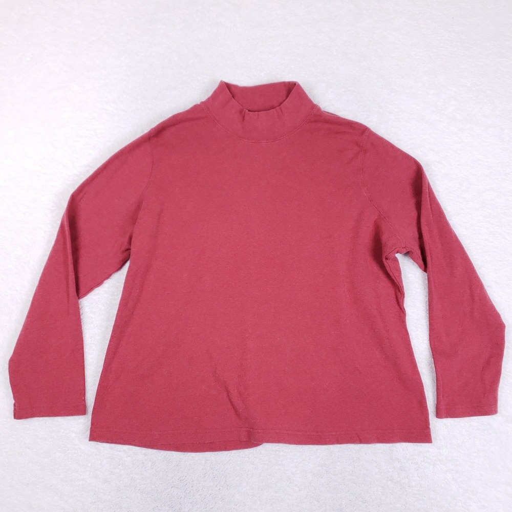 Duluth Trading Co Mock Neck Shirt Men 2XL Red Cotton Long Sleeve Gorpcore